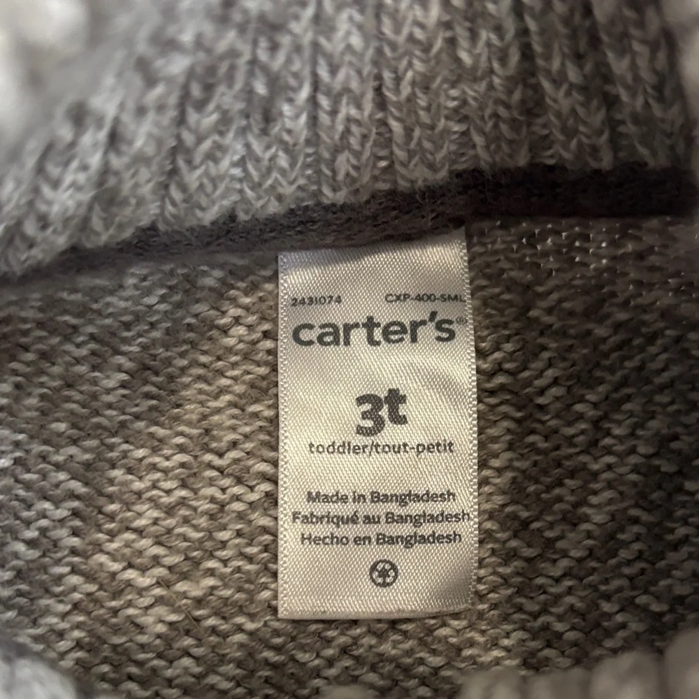 Carter's Knit Half Zip Kids Boys Gray Sweater sz 3T